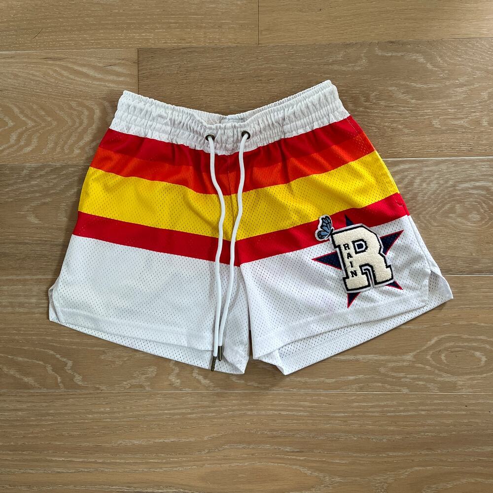 Ryoko Rain Unisex Men's Women's Varsity Retro Striped Mesh Jersey Shorts